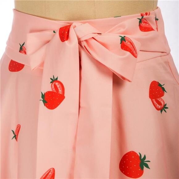 Women's High Waist A-Line Skirt Strawberry - Picture 4 of 5